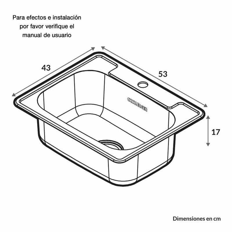 Lavaplatos de Submontar Chall Acero 55 cm