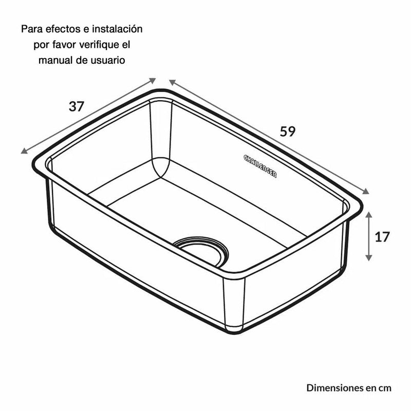 Lavaplatos de Submontar Chall Acero 59 cm