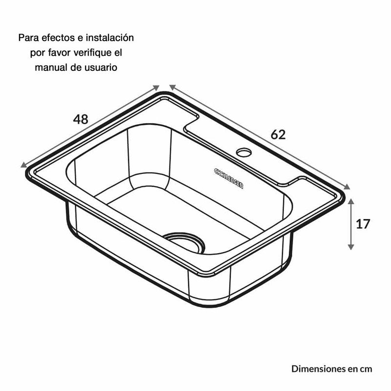 Lavaplatos de Submontar Chall Acero 62 cm