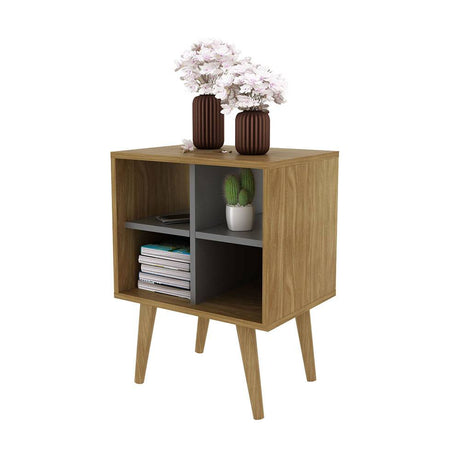 Mueble Auxiliar Colombia Cafe y Gris 45 cm con Entrepaños - Mesas | Bylmo