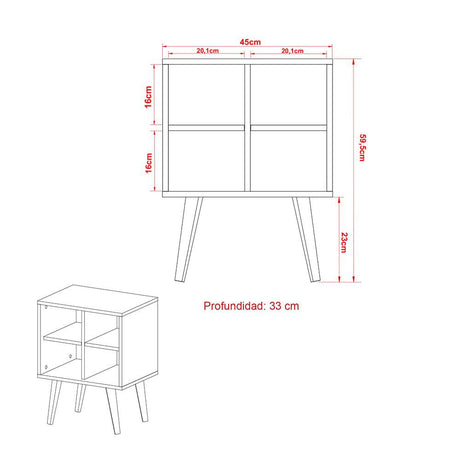 Mueble Auxiliar Colombia Cafe y Gris 45 cm con Entrepaños - Mesas | Bylmo