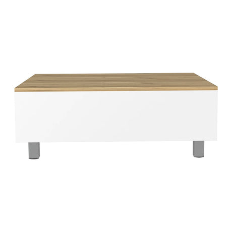 Mesa de Centro Gambia Blanco 80x29.75cm Rectangular con Patas y con Compartimientos - Mesas de Centro | Bylmo