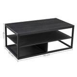 Mesa de Centro Negro 100x45cm Rectangular y con Compartimientos - Mesas de Centro | Bylmo