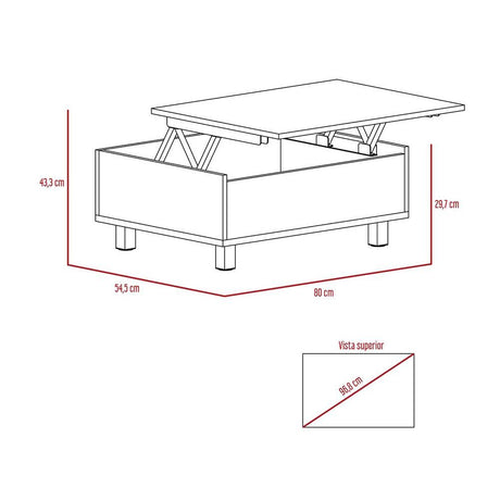 Mesa de Centro Ceniza 80x29cm Rectangular Transformable Con Patas - Mesas | Bylmo