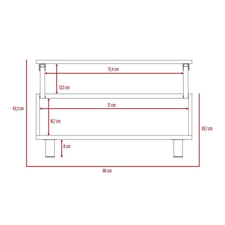 Mesa de Centro Ceniza 80x29cm Rectangular Transformable Con Patas - Mesas | Bylmo