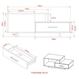 Mesa de Centro Mallorca Almendra 120x45cm Rectangular y con Compartimientos - Mesas | Bylmo