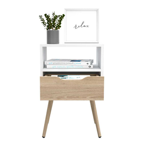 Mesa de Noche Otom Blanco 40 cm con un Cajón - Mesas de Noche | Bylmo