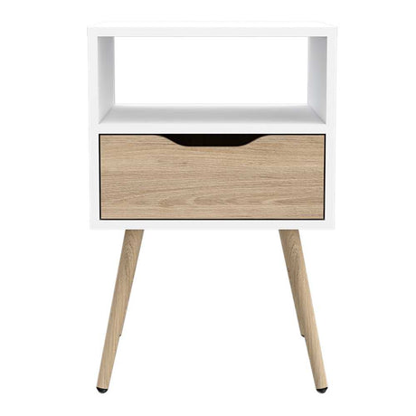 Mesa de Noche Otom Blanco 40 cm con un Cajón - Mesas de Noche | Bylmo