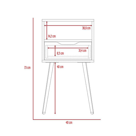 Mesa de Noche Otom Blanco 40 cm con un Cajón - Mesas de Noche | Bylmo