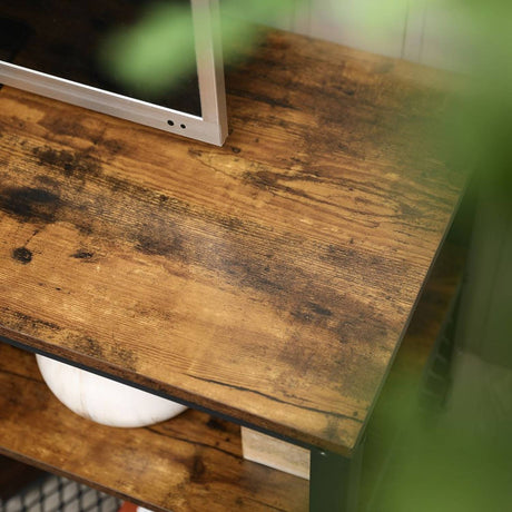 Mueble Auxiliar Café Rústico y Negro 140 cm con Entrepaños - Muebles de TV | Bylmo