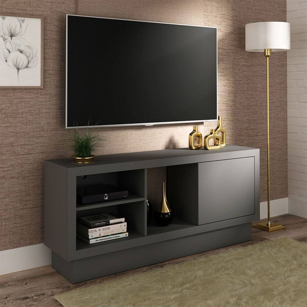 Rack Taragona Gris 136 cm con Una Puerta - Muebles para TV | Bylmo