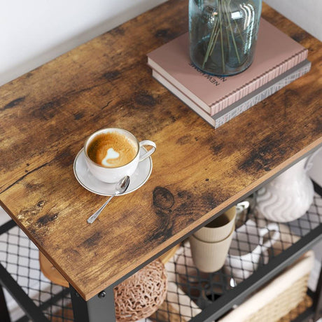 Mueble Auxiliar Pepper Café Rústico y Negro 60 cm con Rodachinas - Barras y Muebles Auxiliares | Bylmo