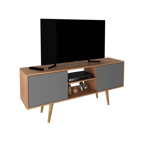 Rack Ecuador Almendra y Gris 136 cm con Dos Puertas - Muebles para TV | Bylmo