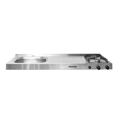 Mesón de Cocina Acero 120x6.7cm Para Lado Izquierdo con Pozuelo y Estufa - Muebles Inferiores | Bylmo