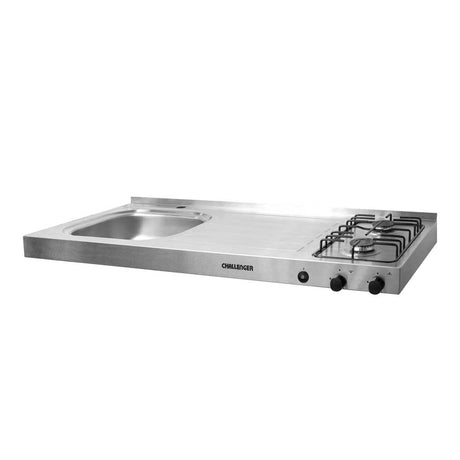 Mesón de Cocina Acero 120x6.7cm Para Lado Izquierdo con Pozuelo y Estufa - Muebles Inferiores | Bylmo
