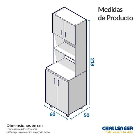 Mueble Microondas Pelica Dark 60 cm con Cuatro Puertas - Cocinas | Bylmo
