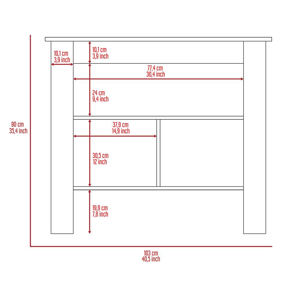 Mueble Auxiliar de Cocina Cala Bellota y Onix 100x100cm con Dos Entrepaños y con Tres Comportamientos - Alacenas y Muebles Microondas | Bylmo