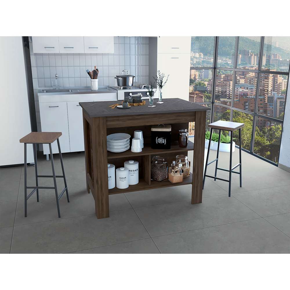 Mueble Auxiliar de Cocina Cala Bellota y Onix 100x100cm con Dos Entrepaños y con Tres Comportamientos - Alacenas y Muebles Microondas | Bylmo