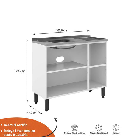 Cocina Integral Multipla Blanco 105 cm Izquierda con Mesón - Cocinas | Bylmo