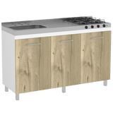 Mueble Inferior con Tres Puertas Lares Duna y Blanco 150 cm Sin Mesón - Cocinas | Bylmo