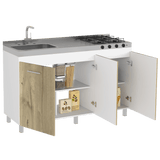 Mueble Inferior con Tres Puertas Lares Duna y Blanco 150 cm Sin Mesón - Cocinas | Bylmo