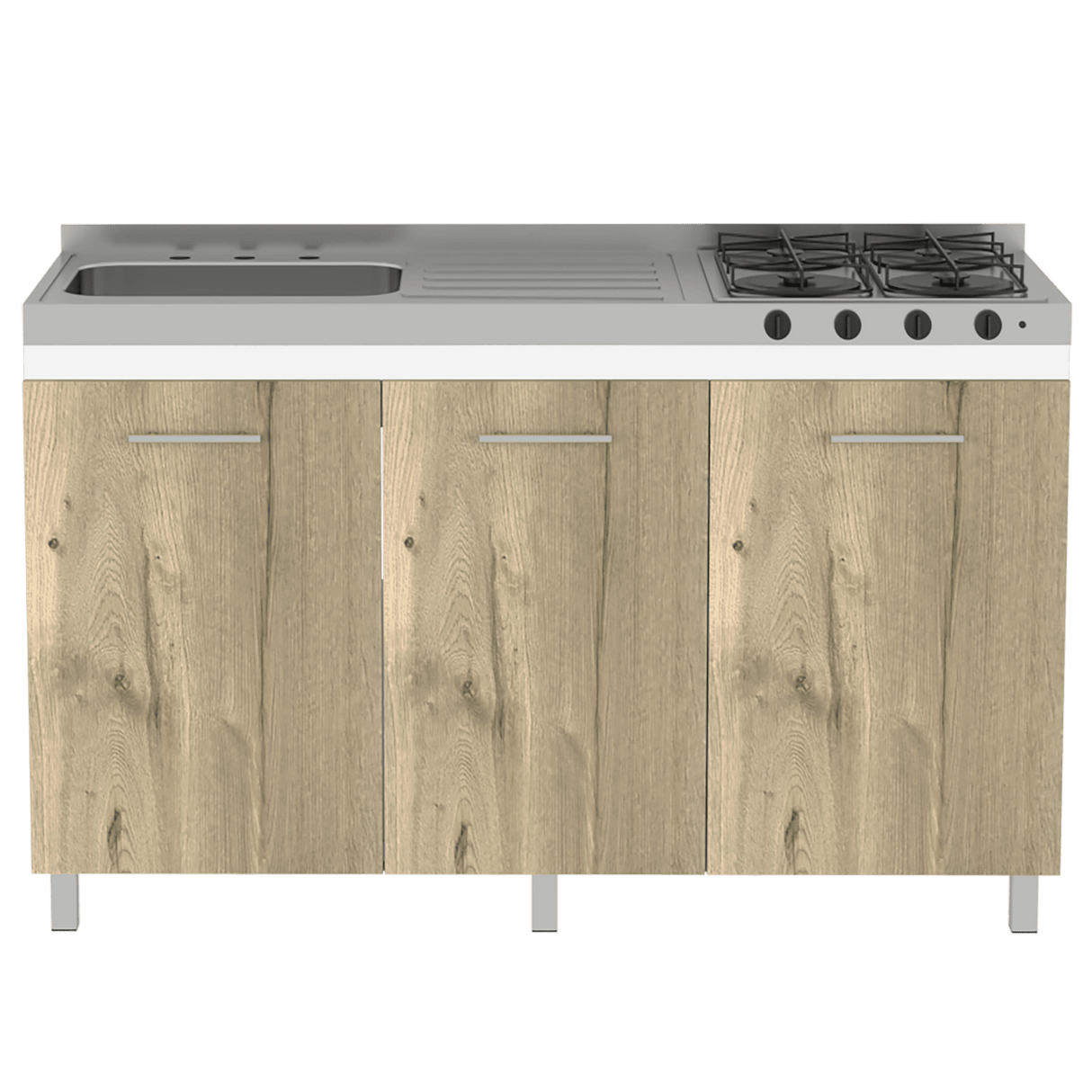 Mueble Inferior con Tres Puertas Lares Duna y Blanco 150 cm Sin Mesón - Cocinas | Bylmo