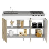 Mueble Inferior con Tres Puertas Lares Duna y Blanco 150 cm Sin Mesón - Cocinas | Bylmo