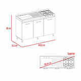 Mueble Inferior con Tres Puertas Lares Duna y Blanco 150 cm Sin Mesón - Cocinas | Bylmo