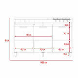 Mueble Inferior con Tres Puertas Lares Duna y Blanco 150 cm Sin Mesón - Cocinas | Bylmo