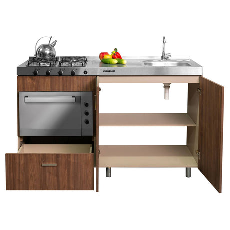 Mueble Inferior con Dos Puertas y Un Cajón Peters Dark 150 cm sin Mesón - Cocinas | Bylmo