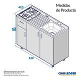 Mueble Inferior con Tres Puertas y Un Cajón Tor Amber 118 cm sin Mesón - Cocinas | Bylmo