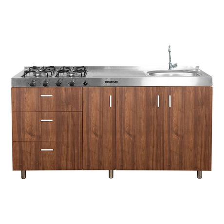 Mueble Inferior con Tres Puertas y Tres Cajones Felix Dark 180 cm sin Mesón - Cocinas | Bylmo