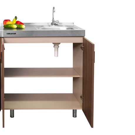 Mueble Inferior con Tres Puertas y Tres Cajones Felix Dark 180 cm sin Mesón - Cocinas | Bylmo