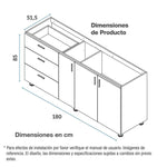 Mueble Inferior con Tres Puertas y Tres Cajones Louis Amber 180 cm