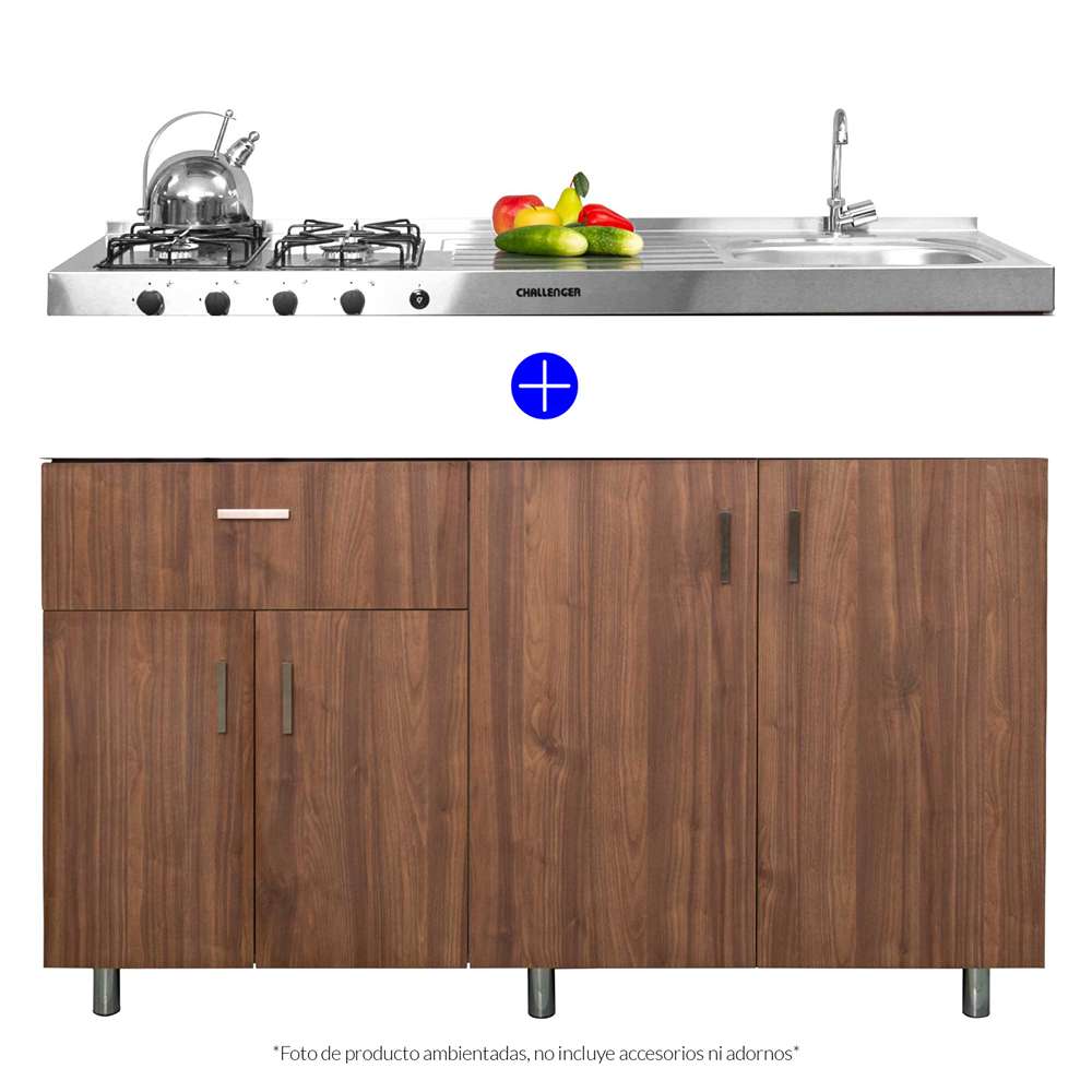 Mueble Inferior Más Mesón Dark 150 cm Versátil - Mueble Inferior | Bylmo