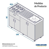 Mueble Inferior Más Mesón Dark 150 cm Versátil - Mueble Inferior | Bylmo