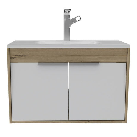 Mueble Carter Duna y Blanco 80 cm Flotante con Dos Puertas - Gabinetes | Bylmo