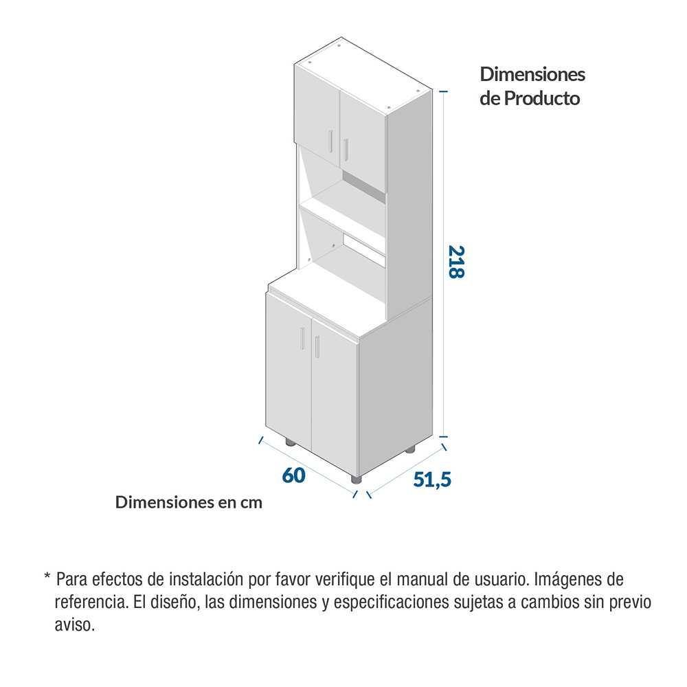 Mueble Microondas Oven Amber 60 cm con Puertas - Alacenas y Muebles Microondas | Bylmo