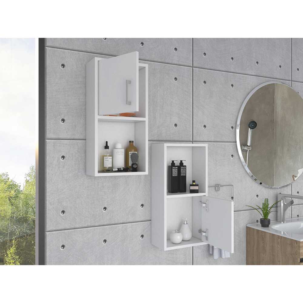 Set x 2 Gabinetes de Baño Rectangular Bath Blanco 30x30cm sin Espejo y con Dos Puertas - Muebles para Baño | Bylmo