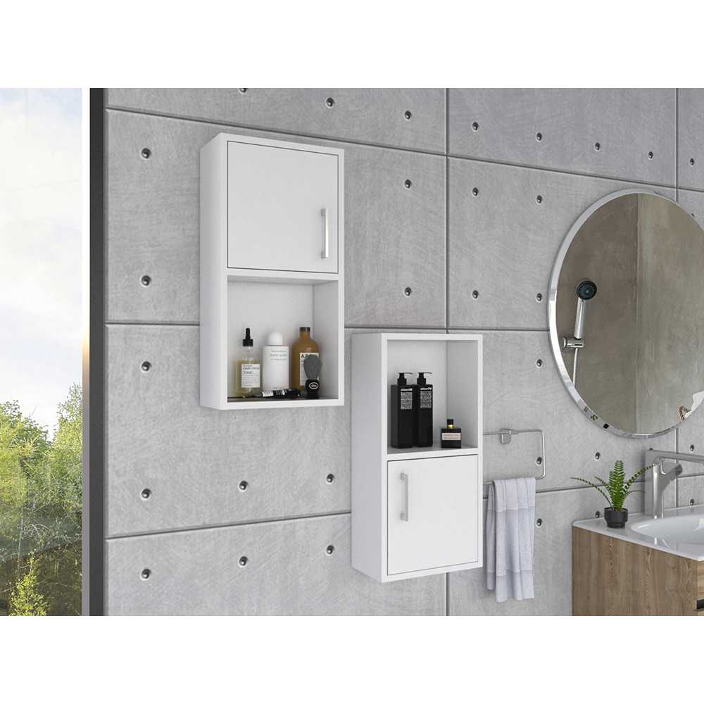 Set x 2 Gabinetes de Baño Rectangular Bath Blanco 30x30cm sin Espejo y con Dos Puertas - Muebles para Baño | Bylmo