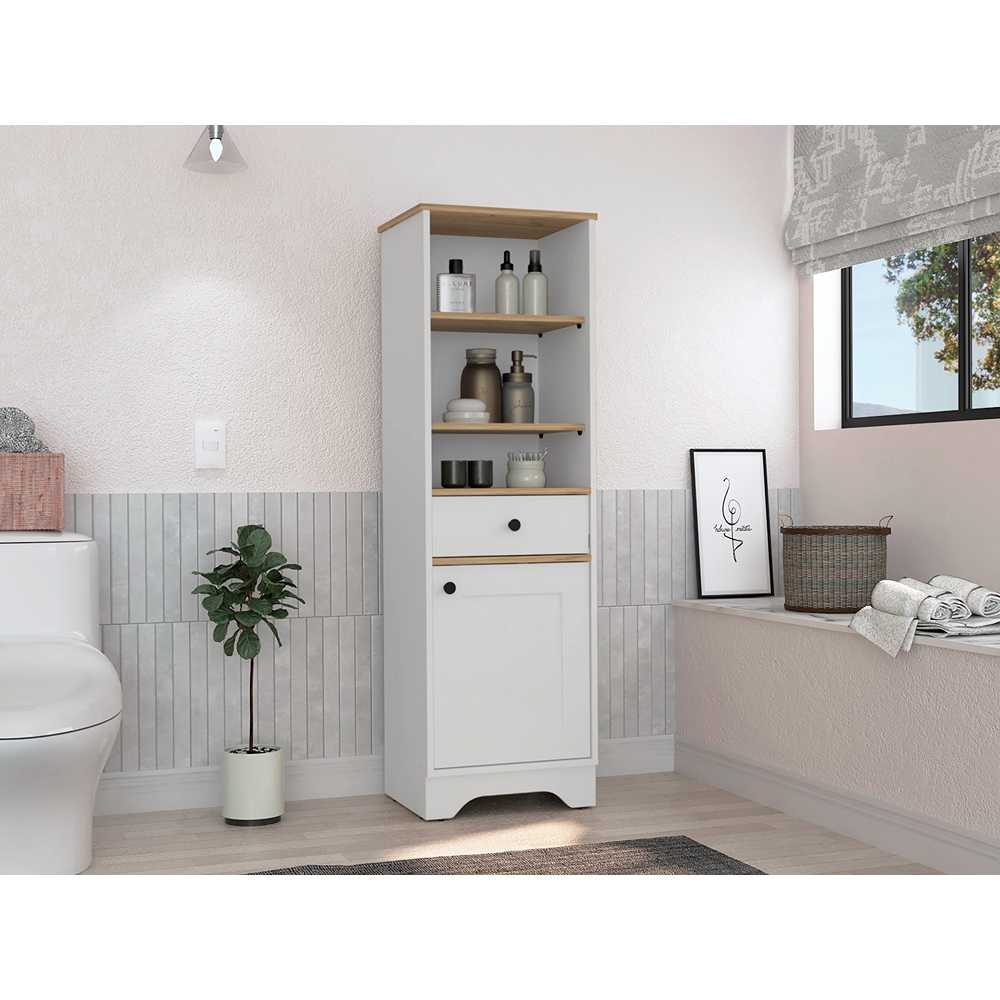 Optimizador de Baño BiColor Blanco 45x45cm con Un Cajón y con Dos Entrepaños - Muebles para Baño | Bylmo