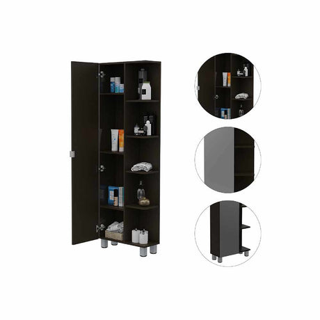 Mueble para Baño Esquinero Facto Wengue 52x158cm sin Cajones y con Cuatro Entrepaños - Muebles para Baño | Bylmo