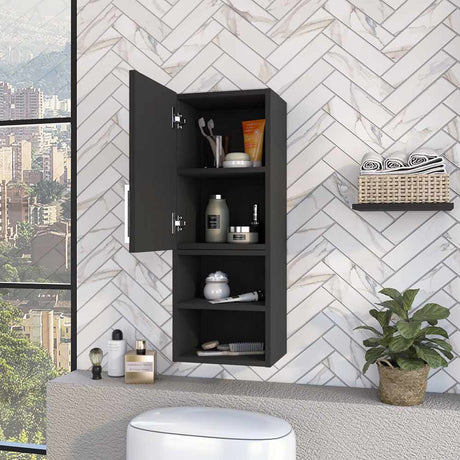 Gabinete de Baño Rectangular Lotus Wengue 30x80cm sin Espejo y con Una Puerta - Muebles para Baño | Bylmo
