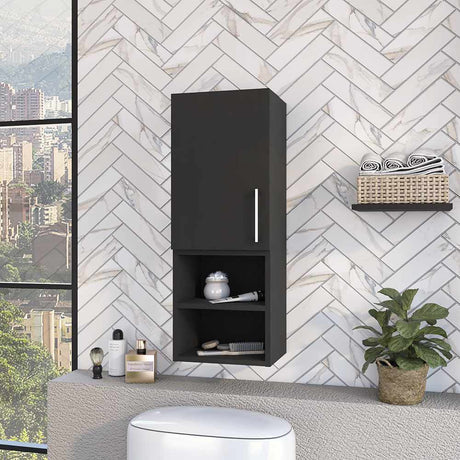 Gabinete de Baño Rectangular Lotus Wengue 30x80cm sin Espejo y con Una Puerta - Muebles para Baño | Bylmo