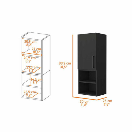 Gabinete de Baño Rectangular Lotus Wengue 30x80cm sin Espejo y con Una Puerta - Muebles para Baño | Bylmo