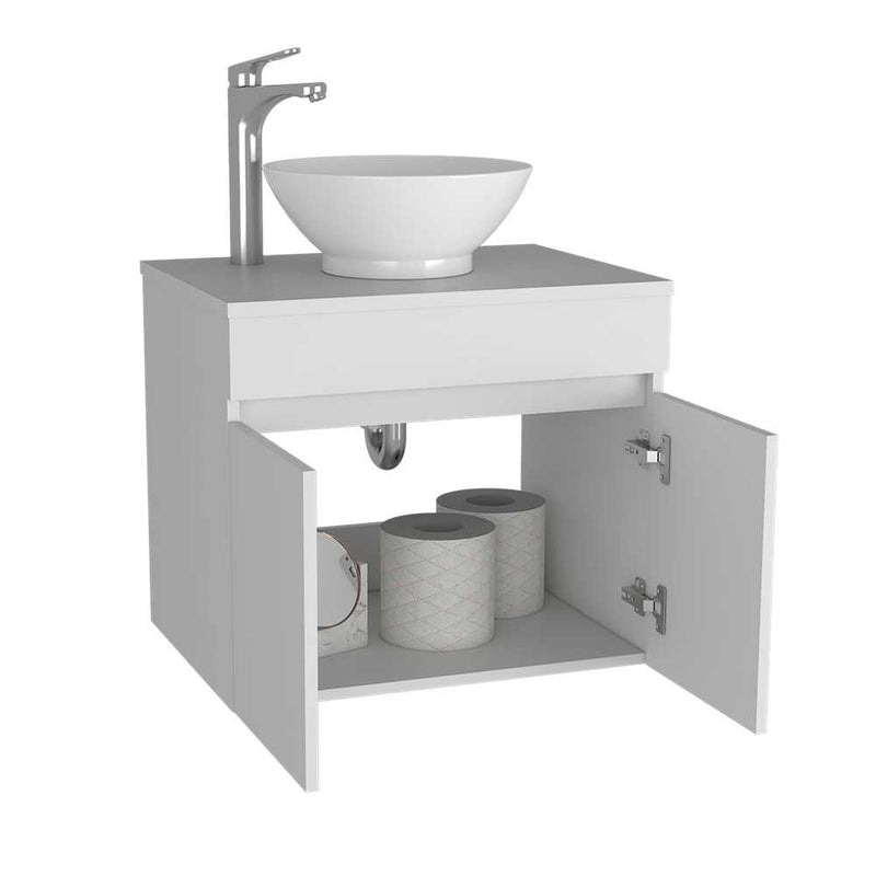 Mueble de baño con lavabo,mueble lavabo baño 60CM,Conjunto formado por  Mueble de Baño Estilo Moderno,con rectángulo blanco lavabo de la  embarcación de cerámica,tocador para baño pequeño ( Color : Wit : 