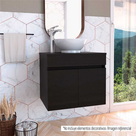 Mueble para Lavamanos Manchester Wengue 50x50cm Individual con Lavamanos y con con Una Puerta - Muebles para Baño | Bylmo