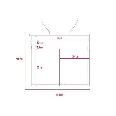 Mueble para Lavamanos Manchester Wengue 50x50cm Individual con Lavamanos y con con Una Puerta - Muebles para Baño | Bylmo