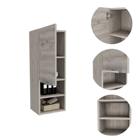 Gabinete de Baño Rectangular Mila Ceniza 30x30cm sin Espejo y con Una Puerta - Muebles para Baño | Bylmo