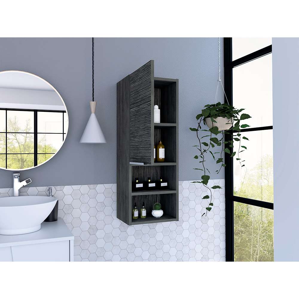 Gabinete de Baño Rectangular Mila Roble Gris 30x30cm sin Espejo y con Una Puerta - Muebles para Baño | Bylmo